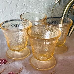 MCM Federal Glass Madrid Amber Sherbet / Dessert Cups – Set of 4